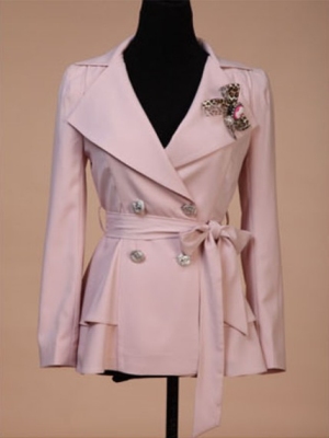 Women khaki coat belt style - Click Image to Close